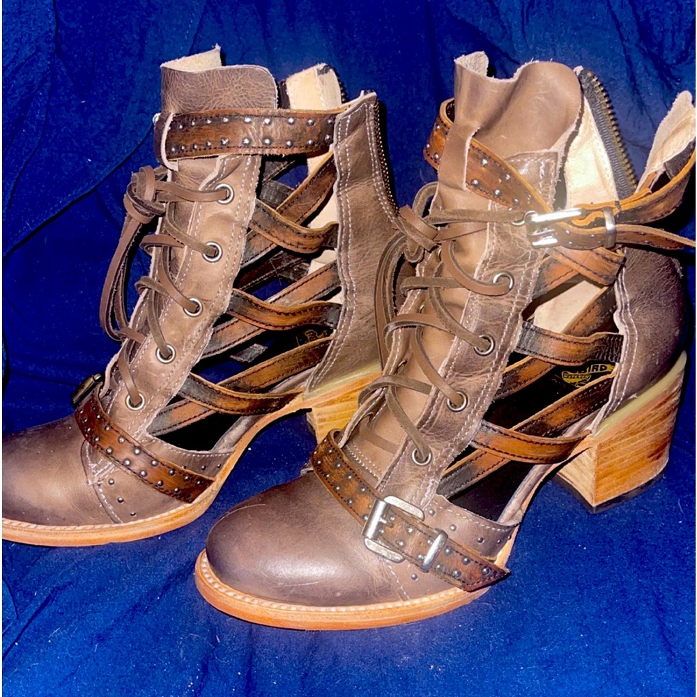 Freebird by Steven Cheyenne Cut Out Strapped Zip up Back Combat Booties